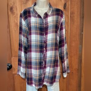 Ruff Hewn Multicolor Plaid Shirt With Ruffles